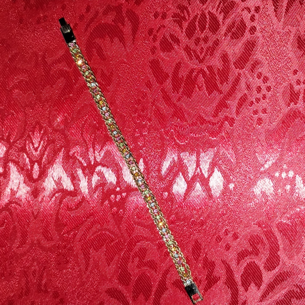 Gold Tennis Bracelet with Colored Gems